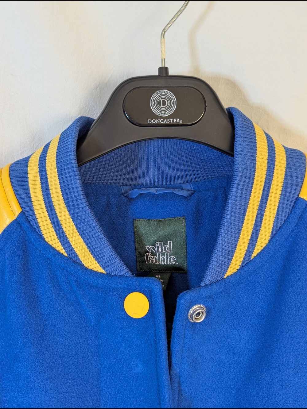 wild fable Blue and Yellow Button-Up Varsity Jacket XS NEW - Picture 10 of 11